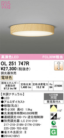 ñ�ʲ���ODELIC �����ǥ�å� LED ����������󥰥饤�� OL251747R | ���������̿����䡦����ƥꥢ���������Ρڥ饤�ȥ��������