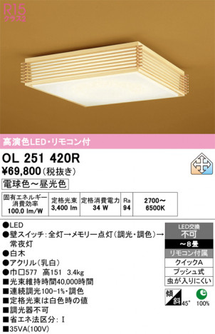 ñ�ʲ���ODELIC �����ǥ�å� LED ������󥰥饤�� OL251420R | ���������̿����䡦����ƥꥢ���������Ρڥ饤�ȥ��������