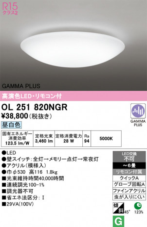 ñ�ʲ���ODELIC �����ǥ�å� LED ������󥰥饤�� OL251820NGR | ���������̿����䡦����ƥꥢ���������Ρڥ饤�ȥ��������