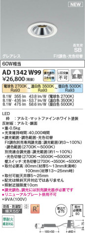 ���β��� | KOIZUMI �������߾��� LED�ⵤ̩SB������饤�� AD1342W99 | ���������̿����䡦����ƥꥢ���������� �饤�ȥ�������