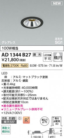 ���β��� | KOIZUMI �������߾��� LED�ⵤ̩SG1������饤�� AD1344B27 | ���������̿����䡦����ƥꥢ���������� �饤�ȥ�������