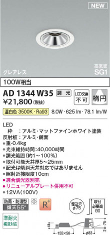 ���β��� | KOIZUMI �������߾��� LED�ⵤ̩SG1������饤�� AD1344W35 | ���������̿����䡦����ƥꥢ���������� �饤�ȥ�������