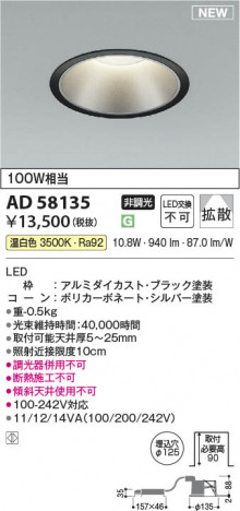 ���β��� | KOIZUMI �������߾��� LED������饤�� AD58135 | ���������̿����䡦����ƥꥢ���������� �饤�ȥ�������