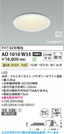 ���β��� | KOIZUMI �������߾��� LED�ⵤ̩SG1������饤�� AD1010W35 | ���������̿����䡦����ƥꥢ���������� �饤�ȥ�������