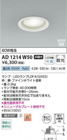 ���β��� | KOIZUMI �������߾��� LED�ⵤ̩SB������饤�� AD1214W50 | ���������̿����䡦����ƥꥢ���������� �饤�ȥ�������
