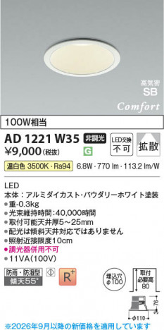 ���β��� | KOIZUMI �������߾��� LED�ⵤ̩SB������饤�� AD1221W35 | ���������̿����䡦����ƥꥢ���������� �饤�ȥ�������