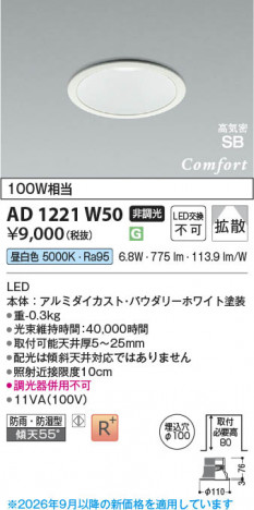 ���β��� | KOIZUMI �������߾��� LED�ⵤ̩SB������饤�� AD1221W50 | ���������̿����䡦����ƥꥢ���������� �饤�ȥ�������