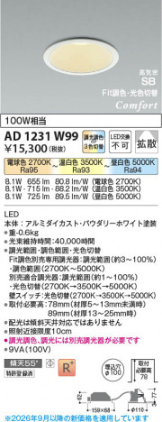 ���β��� | KOIZUMI �������߾��� LED�ⵤ̩SB������饤�� AD1231W99 | ���������̿����䡦����ƥꥢ���������� �饤�ȥ�������