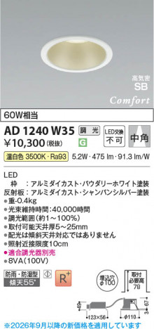 ���β��� | KOIZUMI �������߾��� LED�ⵤ̩SB������饤�� AD1240W35 | ���������̿����䡦����ƥꥢ���������� �饤�ȥ�������