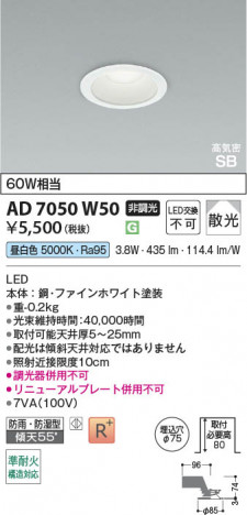 ���β��� | KOIZUMI �������߾��� LED�ⵤ̩SB������饤�� AD7050W50 | ���������̿����䡦����ƥꥢ���������� �饤�ȥ�������