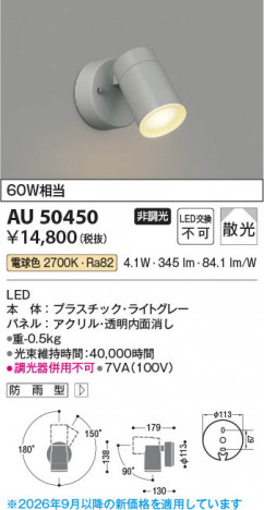 ���β��� | KOIZUMI �������߾��� LED�������ƥꥢ���ݥåȥ饤�� AU50450 | ���������̿����䡦����ƥꥢ���������� �饤�ȥ�������