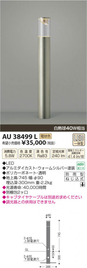 �������߾��� KOIZUMI �����ǥ�饤�� LED AU38499L ���β���