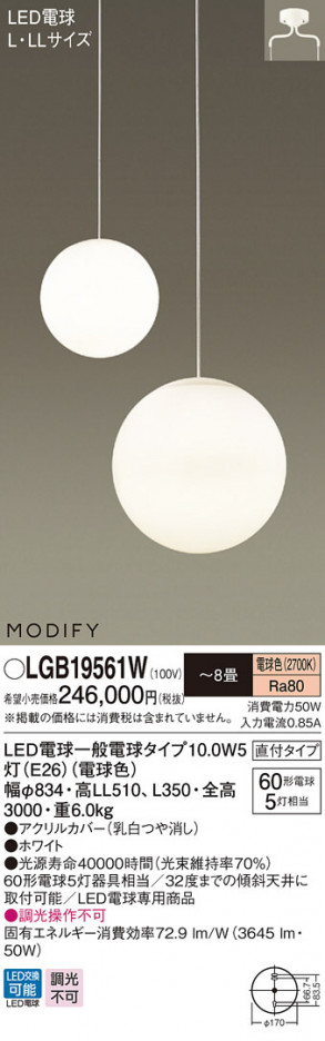 Panasonic LED �����ǥꥢ LGB19561W �ᥤ��̿�