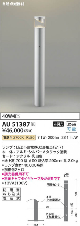 β Koizumi ߾ LEDǥ饤 AU51387