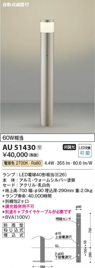 β Koizumi ߾ LEDǥ饤 AU51430