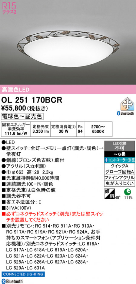 ñ�ʲ���ODELIC �����ǥ�å� LED ������󥰥饤�� OL251170BCR | ���������̿����䡦����ƥꥢ���������Ρڥ饤�ȥ��������
