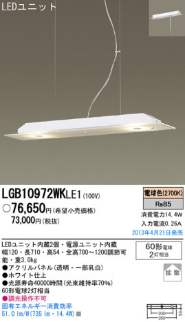 Panasonic LED ڥ LGB10972WKLE1 ᥤ̿