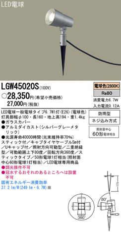 Panasonic LED ȥɥ LGW45020S ᥤ̿