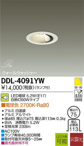 DAIKO ŵ LED륦å㡼饤 DECOLEDS(LED) DDL-4091YW ᥤ̿