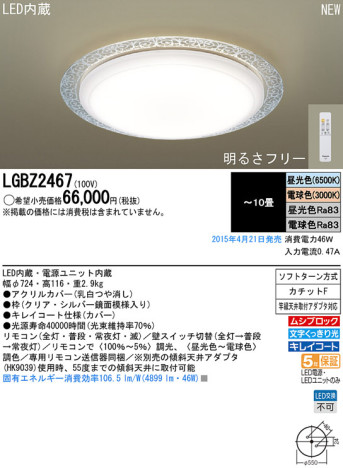 Panasonic LED 󥰥饤 LGBZ2467 ᥤ̿