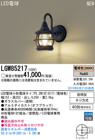 Panasonic LED ƥꥢȥɥ LGW85217 ᥤ̿