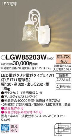 Panasonic LED ƥꥢȥɥ LGW85203W ᥤ̿