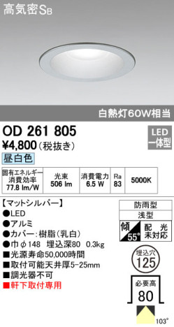 ODELIC ǥå LED ƥꥢ饤 OD261805 ᥤ̿