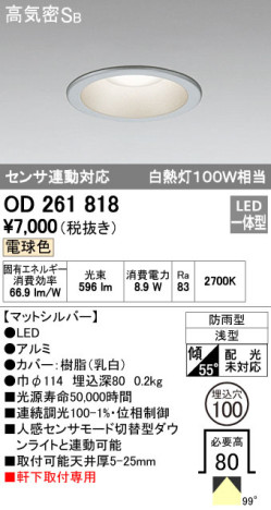 ODELIC ǥå LED ƥꥢ饤 OD261818 ᥤ̿