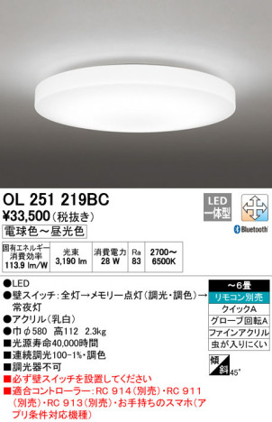 ODELIC ǥå LED 󥰥饤 OL251219BC ᥤ̿