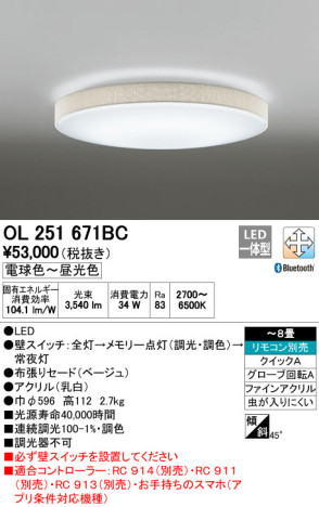 ODELIC ǥå LED 󥰥饤 OL251671BC ᥤ̿