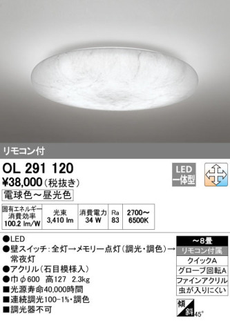 ODELIC ǥå LED 󥰥饤 OL291120 ᥤ̿