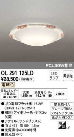ODELIC ǥå LED 󥰥饤 OL291125LD ᥤ̿