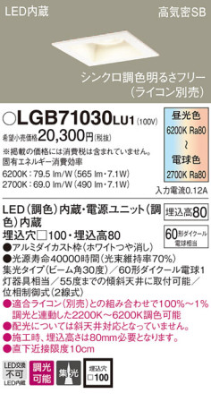 Panasonic 饤 LGB71030LU1 ᥤ̿