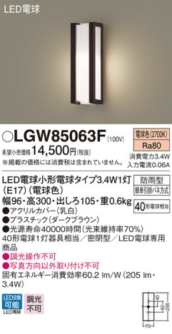 Panasonic ƥꥢȥɥ LGW85063F ᥤ̿
