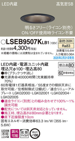 Panasonic 饤 LSEB9507KLB1 ᥤ̿
