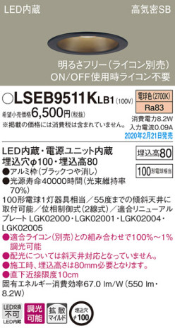 Panasonic 饤 LSEB9511KLB1 ᥤ̿
