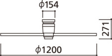 器具寸法図 | ODELIC オーデリック シーリングファン WF247 | 照明器具の通信販売ライトスタイル