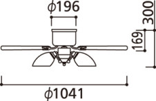 器具寸法図 | ODELIC オーデリック シーリングファン WF444PR | 照明器具の通信販売ライトスタイル
