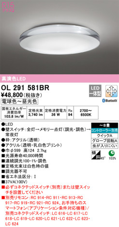 単品画像 | ODELIC オーデリック シーリングライト OL291581BR | 照明器具の通信販売ライトスタイル