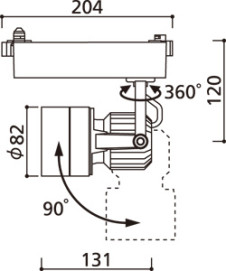 器具寸法図 | ODELIC オーデリック スポットライト XS412635H | 照明器具の通信販売 ライトスタイル