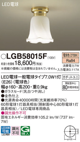Panasonic 󥰥饤 LGB58015F ᥤ̿