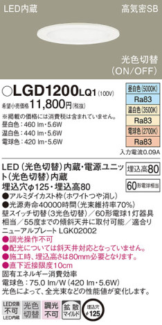 Panasonic 饤 LGD1200LQ1 ᥤ̿