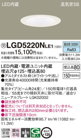 Panasonic 饤 LGD5220NLE1 ᥤ̿