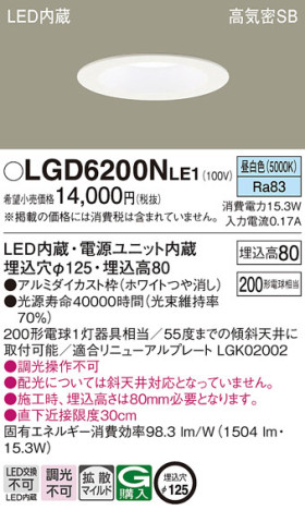 Panasonic 饤 LGD6200NLE1 ᥤ̿