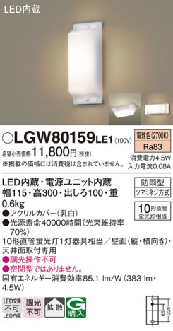 Panasonic ƥꥢ饤 LGW80159LE1 ᥤ̿