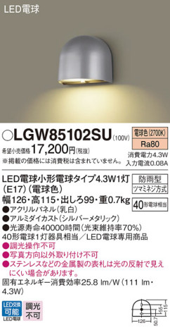 Panasonic ƥꥢ饤 LGW85102SU ᥤ̿