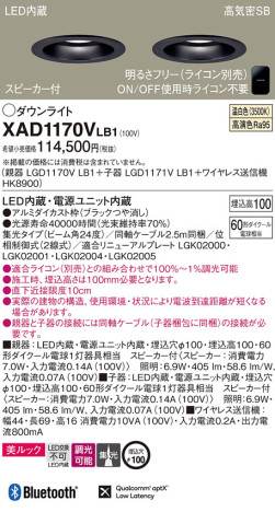 Panasonic 饤 XAD1170VLB1 ᥤ̿