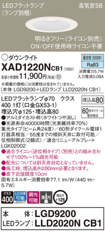 Panasonic 饤 XAD1220NCB1 ᥤ̿