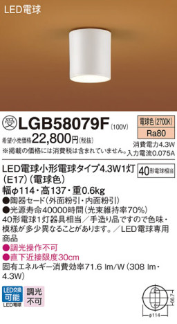 Panasonic 󥰥饤 LGB58079F ᥤ̿