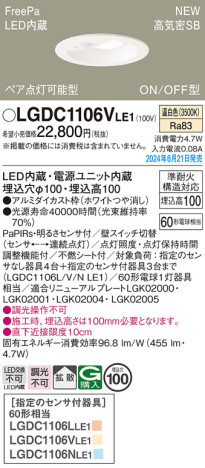 Panasonic 饤 LGDC1106VLE1 ᥤ̿